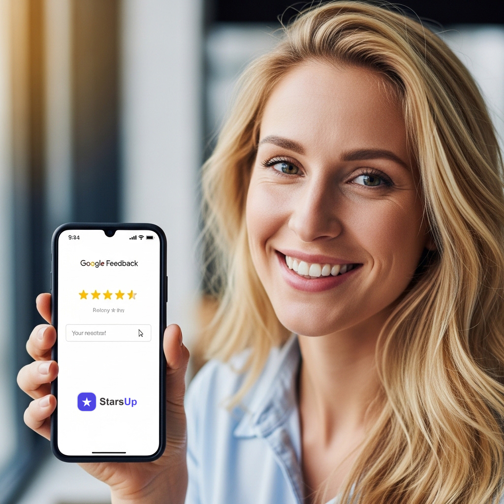 Página de avaliação Google para restaurantes e comércios locais - Interface StarsUp